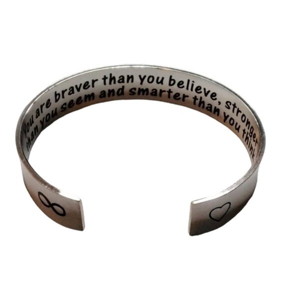 Melix Inspirational Engraved Minimalist Bracelet Silver - Picture 1 of 5